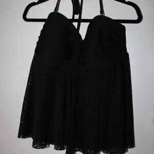 Black Flowy Full Coverage Bathing Suit Top